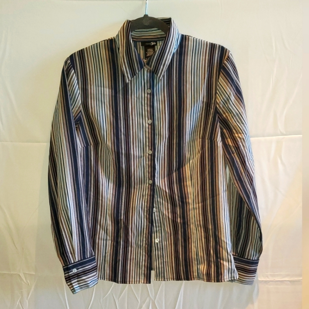Long Sleeve Button Down Striped Blouse